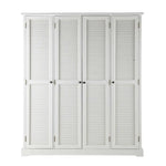 APRODZ Mango Wood Four Doors Multipurpose Storage Large Wardrobe Almirah for Living Room | Cream