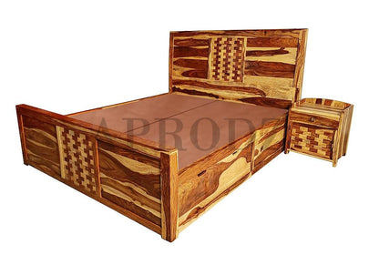 Solid Sheesham Wood Storage Bed – Elegant Brown Finish, Durable Solid Wood Frame, Ample Storage Space