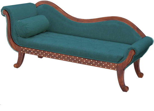 APRODZ Canape Couch Three Seater Upholstery and Sheesham Wood Sofa (Fabric - Teal Velvet)