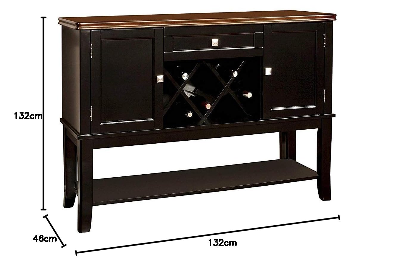 APRODZ Mango Wood Morrison Wine Storage Stylish Bar Cabinet for for Living Room | Cherry and Black Finish