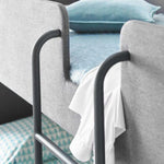 Gwars Single Size Solid Wood Grey Fabric Bunk Bed for Bedroom (Fabric Upholstery - Grey)