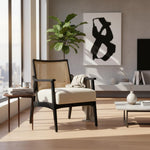 Deleon Living Chair in Cane Back Upholstered | (Light Brown Finish) 
