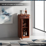 Mango Wood Peetz Royal Stylish Bar Cabinet with Wine Glass Storage for Living Room | Chestnut Finish 