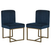 Eastern Modern Dining Room Kitchen Chairs, Velvet, 32 Inch Height, Set of 2, Blue