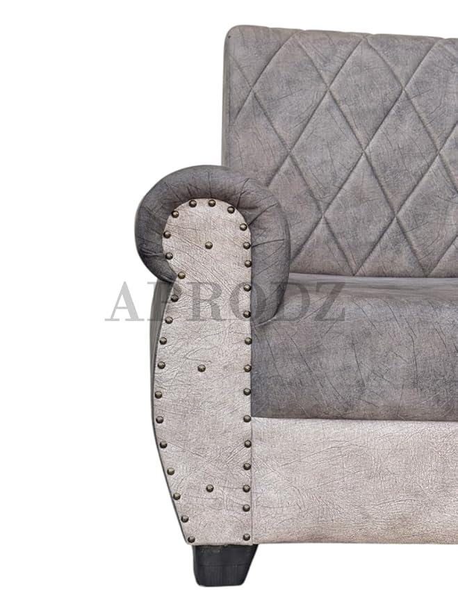 Sofa | Wood Frame Suede Fabric 40D Foam Cushion | Comfortable, Durable, Stylish & Modern for Living Room Furniture | Compact Design Lounge Seat Relaxation (Light Grey + Beige) 