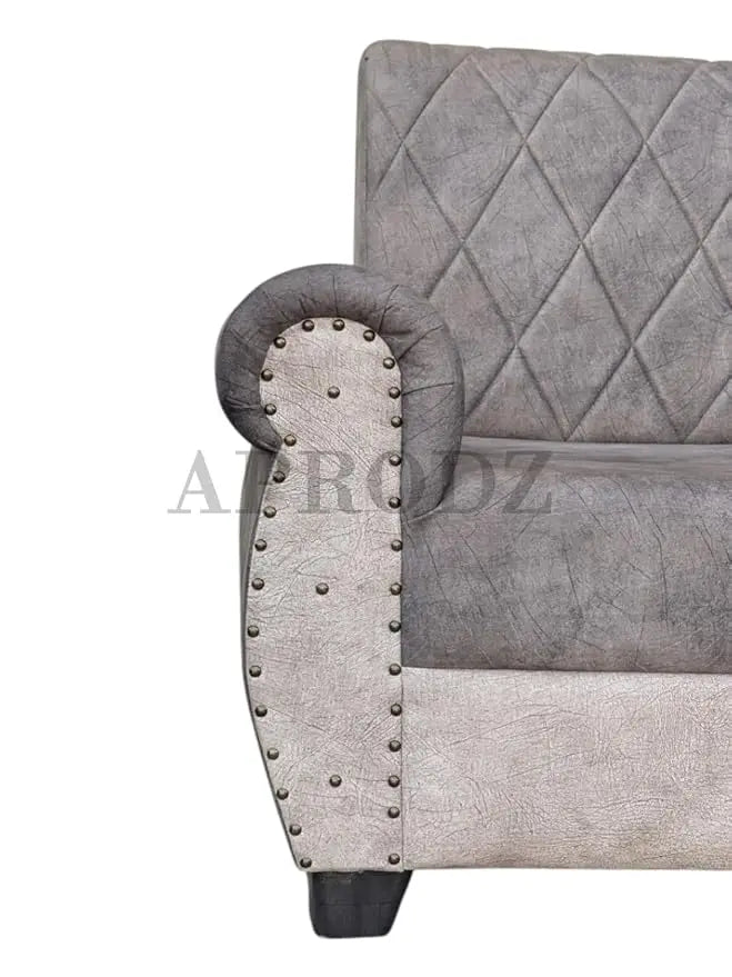 Translation missing: en.Sofa | Wood Frame Suede Fabric 40D Foam Cushion | Comfortable, Durable, Stylish &amp; Modern for Living Room Furniture | Compact Design Lounge Seat Relaxation (Light Grey + Beige) 