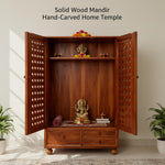 Handcrafted Sheesham Wood Temple with Storage for Pooja Room | Temple for Home | Pooja Mandir 