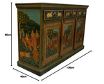 Wooden Handpainted Cabinet | Cabinet for Storage Wooden Furniture | Radha Krishna Sideboard 