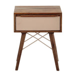 Sheesham Wood Huacho One Drawer Selves Bedside Storage Table for Bedroom | Brown Finish 