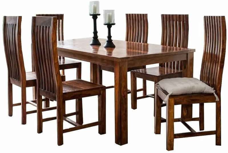 APRODZ Sheesham Wood Epso 6 Seater Dining Table Set for Home | Dining Furniture | Brown Finish