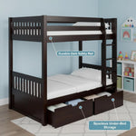 Sheesham Wood Moyer Bunk Bed for Bedroom | Brown Finish 
