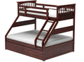 Sheesham Wood Bunk Haven Queen/Twin Size Bed with 2 Drawer Storage for Bedroom (Rosewood - Brown) 