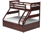 Sheesham Wood Bunk Haven Queen/Twin Size Bed with 2 Drawer Storage for Bedroom (Rosewood - Brown) 
