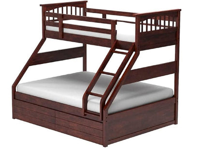 APRODZ Haven Queen/Twin Size Sheesham Wood Bunk Bed with 2 Drawer Storage for Bedroom (Rosewood - Brown)