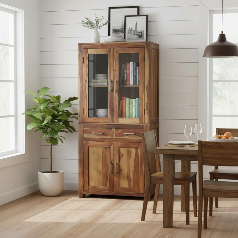 Bookshelf | Sheesham Wood Wooden Storage Organizer | Shelves Bookcase Rustic Durable, Stylish & Compact Design for Home, Office & Living Room | Furniture Organizer Elegant Finish (Brown) 