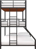 APRODZ Chavez Twin/Twin/Full Size Metal Triple Bunk Bed (Metal - Black Powdercoated)
