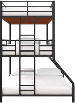 APRODZ Chavez Twin/Twin/Full Size Metal Triple Bunk Bed (Metal - Black Powdercoated)