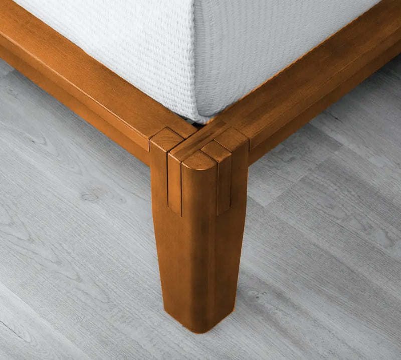 Juno Upholstered and Acacia Wood Platform Bed 