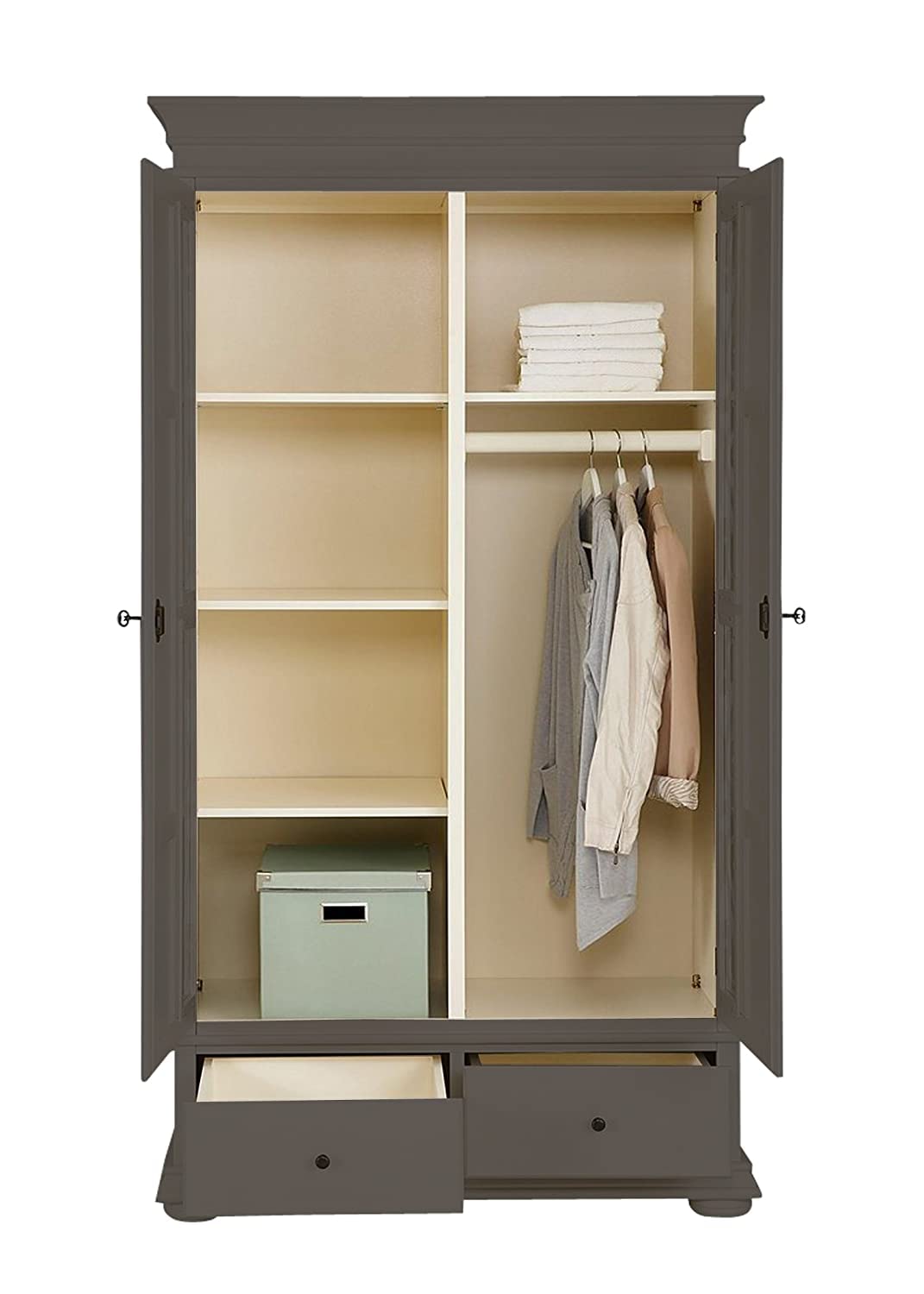 APRODZ Mango Wood Multipurpose Storage 2-Door Porto Wardrobe Almirah for Bedroom | Emperor