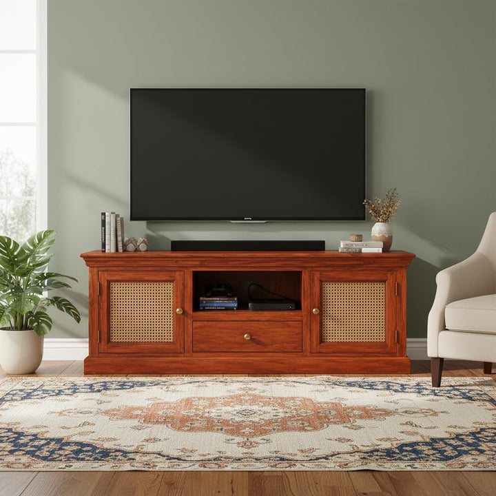 Translation missing: en.Sheesham Wood and Cane Tv Unit Cabinet | Two Door 