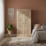 Floreale wardrobe Carved Mango Wood 2-Door Wardrobe rah 