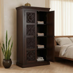 Floreale wardrobe Carved Mango Wood 2-Door Wardrobe Almirah 