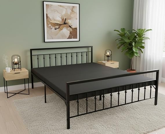 Metal Bed | Victorian Style & Victorian Style with Foam| Folding Bed No Assembly Required | Powder Coated |(King Size & Queen Size)  metal bed