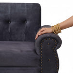 Modern Sofa Set 2 Seater Velvet Fabric Sofa Upholstered Chaise Lounge with Button Design, Living Room Furniture Sofa for Home & Office 