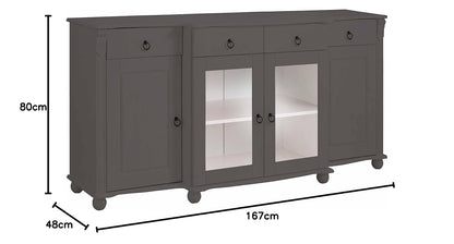 Aprodz Soild Wood Teresina Sideboard Storage Cabinet with Drawer for Living Room | Opera Evening Finish