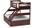 Sheesham Twin/Queen Bunk Bed with 2 Drawer Storage for Bedroom (Rosewood - Brown) 
