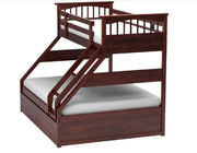 Sheesham Twin/Queen Bunk Bed with 2 Drawer Storage for Bedroom (Rosewood - Brown) 