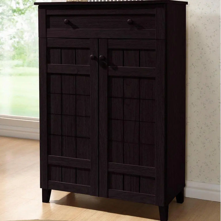 Translation missing: en.APRODZ Mango Wood Calho Shoe Cabinet for Home | Shoe Rack Organiser | Walnut Finish