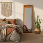 Solid sheesham Wood Full Length Floor Mirror for Bedroom Living Room Dressing Area Rectangular Mirror with Carved Sheesham Wood FrameModern Home Decor Furniture 