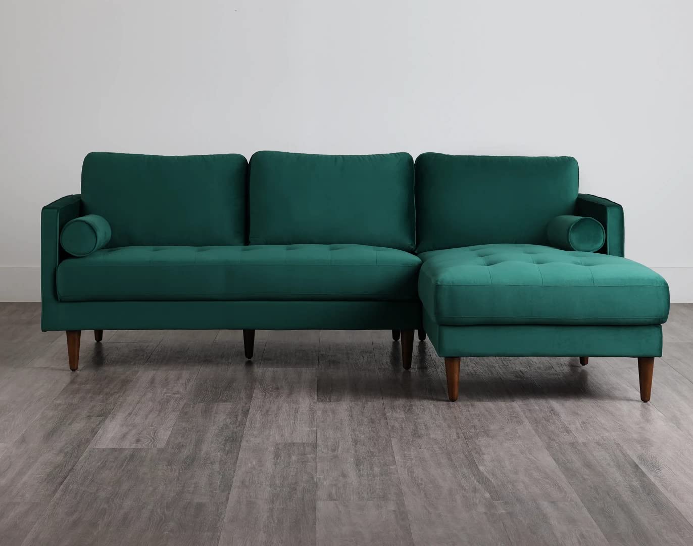 MidCen Wooden 3 Seater Sofa Set with High-Density Comfortable Foam for Home & Living Room (Upholstered- Dark Green Velvet Fabric) 