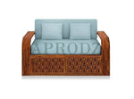 Sheesham Wood Sofa Cum Bed, 2 Seater with Storage, Geometric Design (75 x 51 x 30 Inch)  Sheesham Wood Sofa Cum Bed (2 Seater)