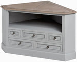 Mango Wood Vadis Corner Tv Stand Cabinet For Home | Tv Unit For Living Room | White Finish - 25.59X43.31X19.69 Inch 