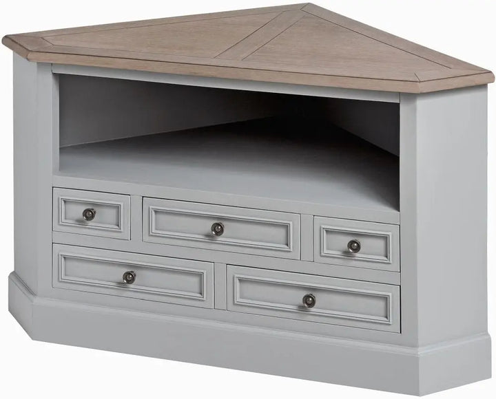 Translation missing: en.Mango Wood Vadis Corner Tv Stand Cabinet For Home | Tv Unit For Living Room | White Finish - 25.59X43.31X19.69 Inch 