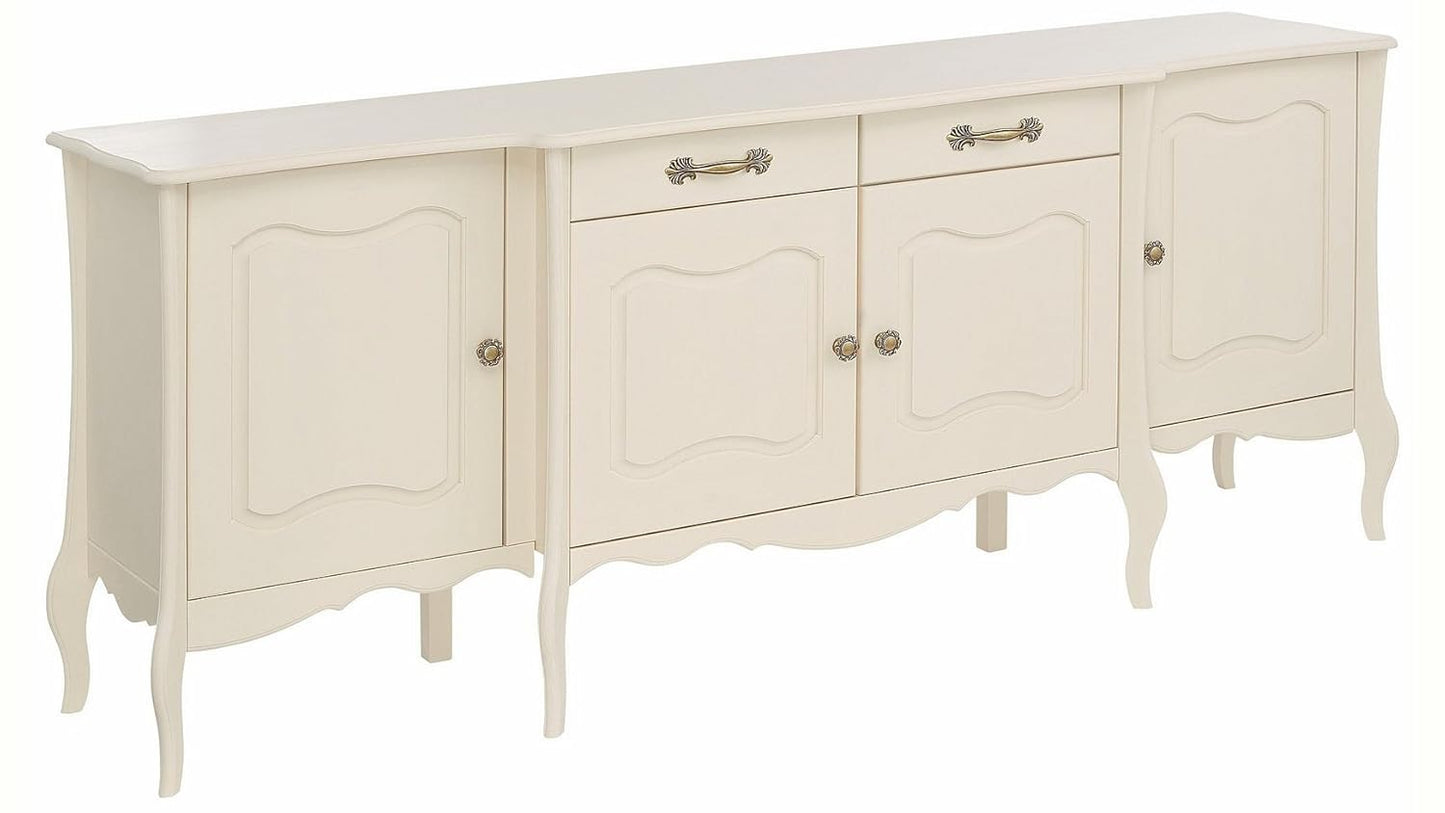 APRODZ Mango Wood Rosario Sideboard Storage Cabinet for Living Room | Wooden Cabinet for Home | White Finish