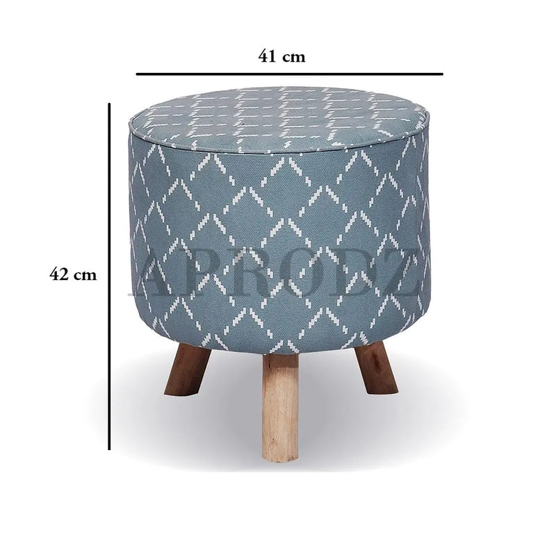 Upholstered and Steel Frame Puffy Stool Grass Green Fabric + Black Powdercoated - Set of 2 