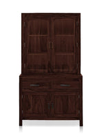 Glass Door Cabinet | 2 Drawers 3 Shelves Sheesham Wood Storage Organizer | Durable Stylish Wooden Furniture | Elegant Design Home Decor Compact Multifunctional | Compact multifunctional furniture 