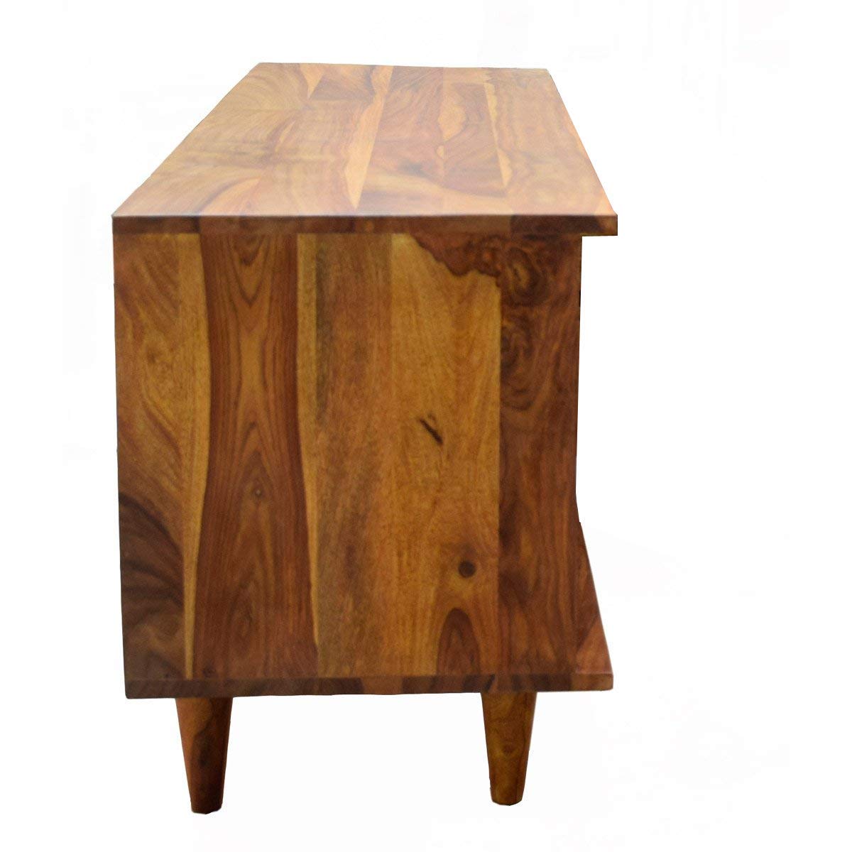 APRODZ Sheesham Wood Tilo Open TV Unit Cabinet (Teak Finish)