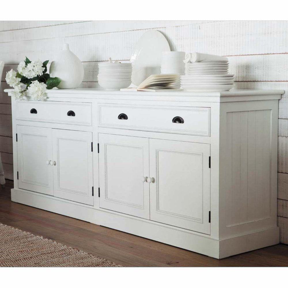 APRODZ Mango Wood Uzhhorod Sideboard Storage Cabinet for Living Room | Wooden Cabinet for Kitchen | White Finish