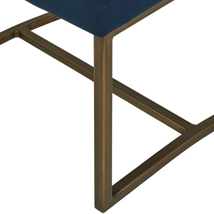 APRODZ Eastern Modern Dining Room Kitchen Chairs, Velvet, 32 Inch Height, Set of 2, Blue, Bronze Metal