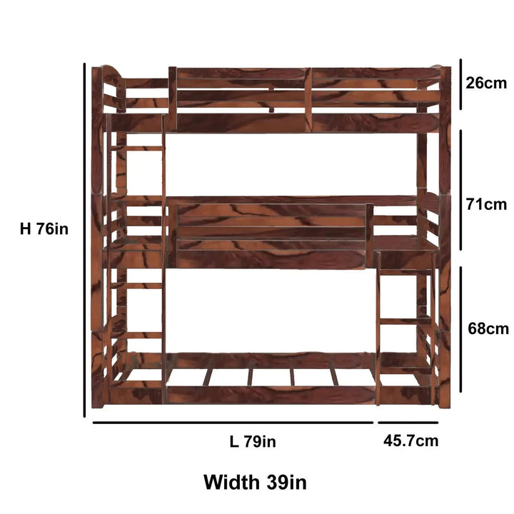 Translation missing: en.APRODZ Single Size Ipsotu Sheesham Wood Bunk Bed for Bedroom (Rosewood - Brown)