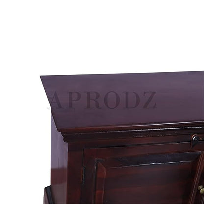Sheesham Wood Tv Unit Cabinet with Shelves and one Drawer (Sheesham - Mahogany)