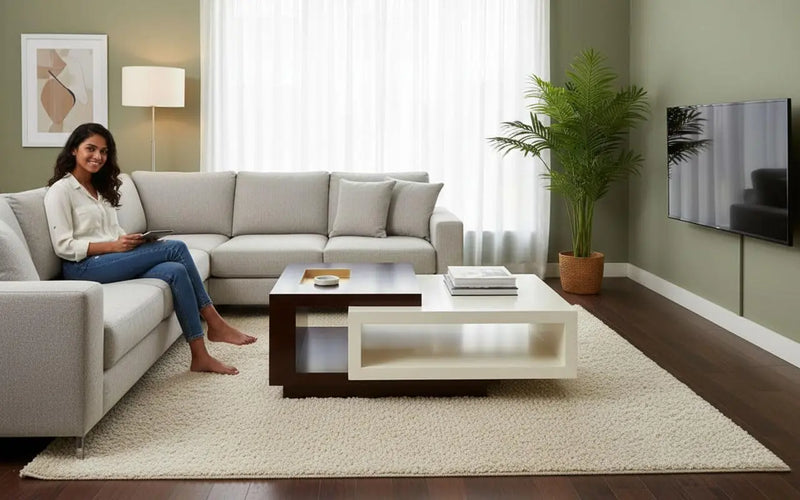 Solid Wood Center Table – Stylish Coffee Table for Living Room & Lounge, Durable Wooden Furniture, Pre-Assembled 