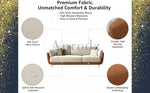 Luxelle Modern Sofa 3 Seater Velvet Removable Covers Sofa Set with Tufted Backrest Couch Cushioned Seating Tipped Wooden Legs Couch for Living Room & Lounge (Tri-Tone) 