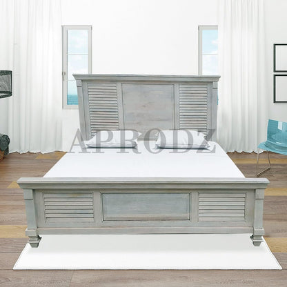 Elmore Mango Wood Bed for Bedroom Furniture (Whitewash Finish)