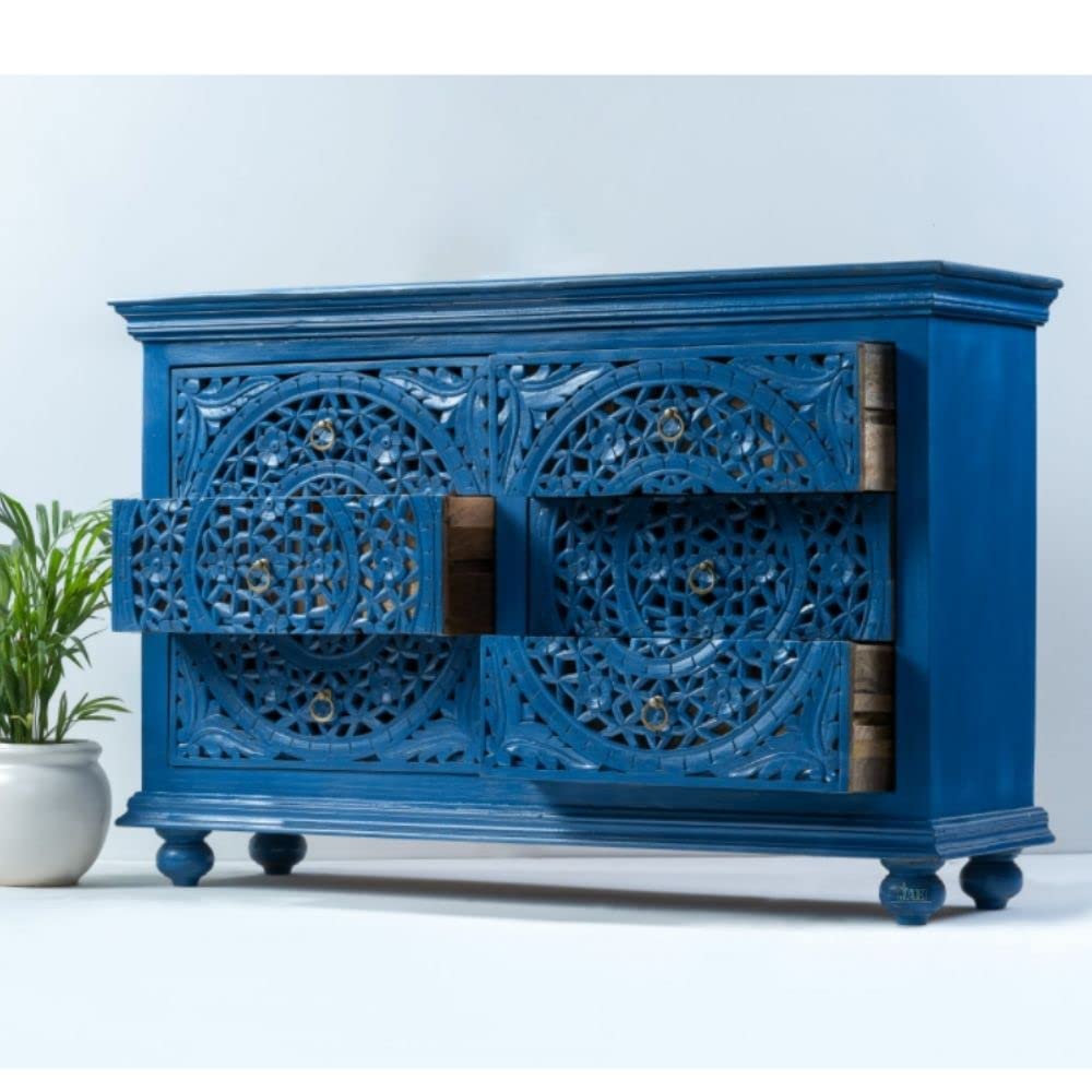 Wooden Cabinet | Crockery Cabinet Furniture | Sideboard Cabinet Living Room | Cabinet for Storage Wooden Furniture | Chest of Drawers Wooden for Living Room | Blue