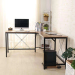 Aprodz Duane 59 x 59 inches Large L-Shaped Desk Computer Desk L Desk Office Desk Workstation Desk, Oak